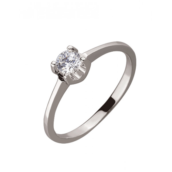 Золота каблучка білого кольору з цирконом
