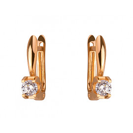 Золотые серьги красного цвета с цирконом 01-200087464