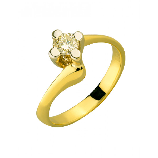 Золотое кольцо с белым бриллиантом