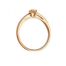 Золота каблучка червоного кольору з цирконом
