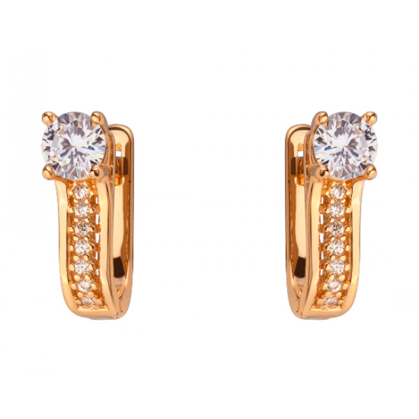 Серьги из красного золота с цирконом