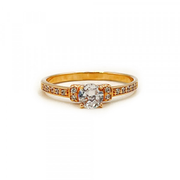 Кольцо из золота в красном цвете с цирконом