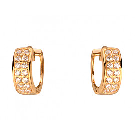 Золотые серьги в красном цвете с цирконом 01-200250864