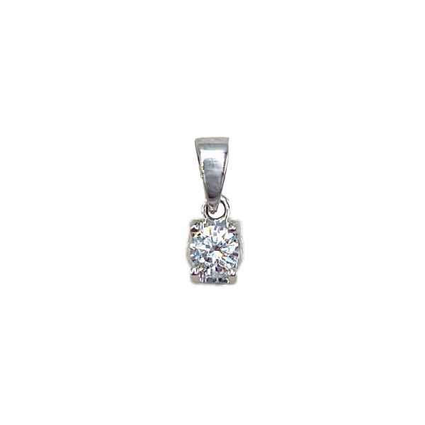 Золотой кулон белого цвета с цирконом