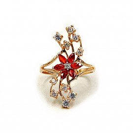 Каблучка з золота червоного кольору з цирконом 01-200788364