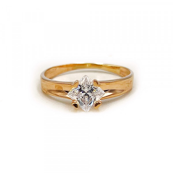 Кольцо из золота красного цвета с цирконом