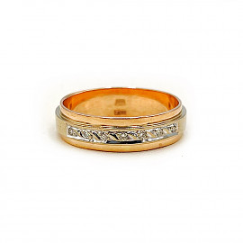 Золота обручка червоного з білим кольору з жовтими діамантами 01-200835764