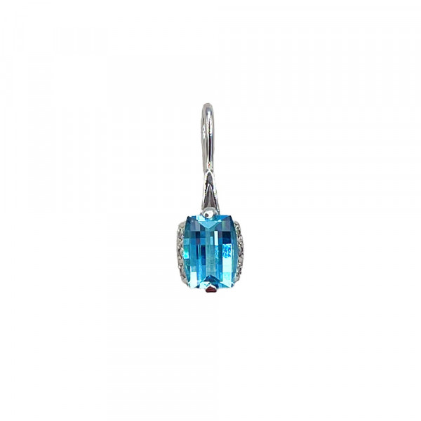 Золотий кулон білого кольору з блакитним топазом та цирконом