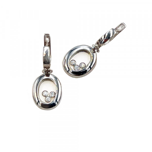 Золотые серьги в белом цвете с цирконом