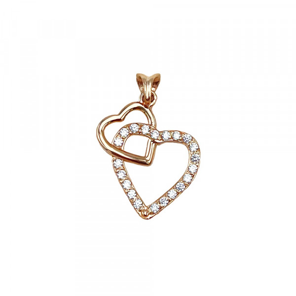 Кулон з золота з цирконом «Серця»