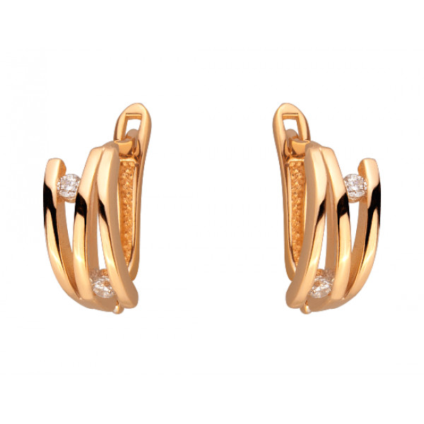 Серьги из красного золота с цирконом