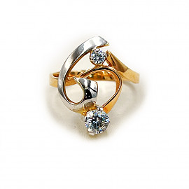 Каблучка з червоного з білим золота з цирконом 01-200127065