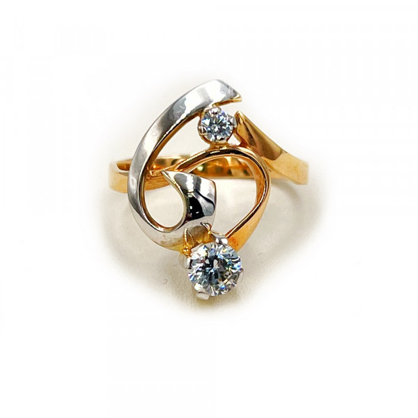 Каблучка з червоного з білим золота з цирконом