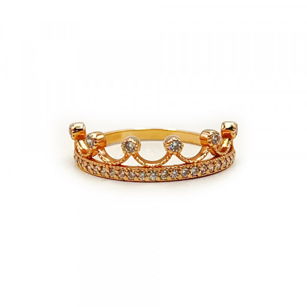 Золота каблучка у червоному кольорі з цирконом