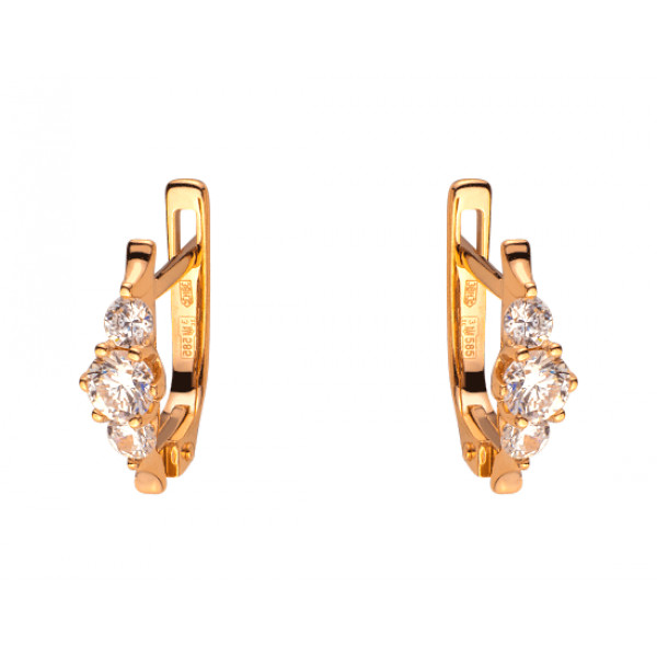 Золоті сережки червоного кольору з цирконом