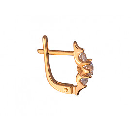 Золоті сережки червоного кольору з цирконом