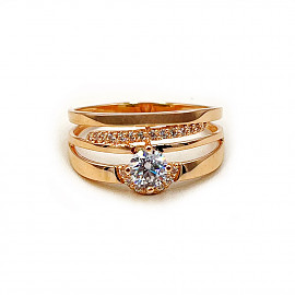 Кольцо из красного золота с цирконом 01-200761965