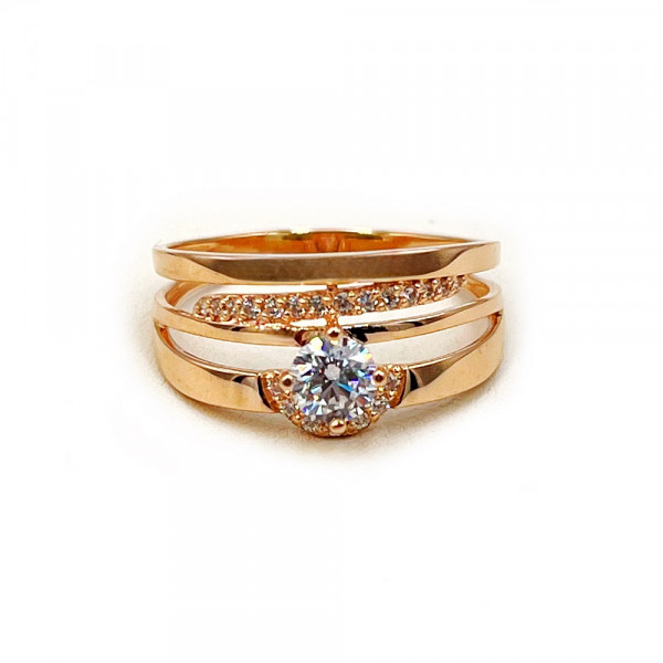 Кольцо из красного золота с цирконом