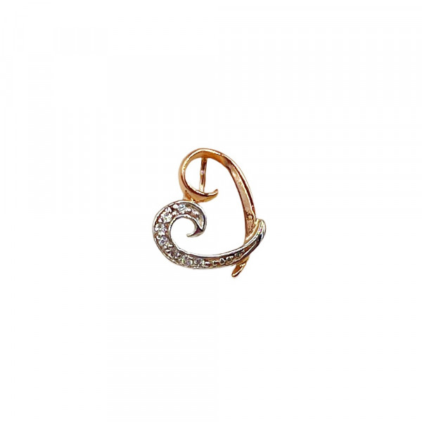 Золотий кулон червоного з білим кольору з цирконом «Серце»