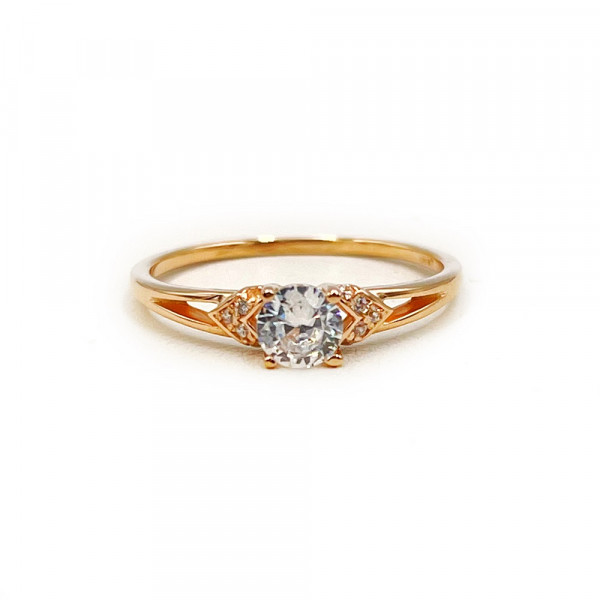 Золота каблучка червоного кольору з цирконом