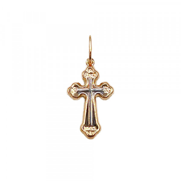 Хрестик з червоного з білим золота
