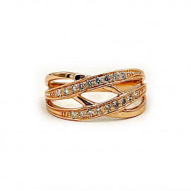 Золота каблучка червоного кольору з цирконом 01-200853565