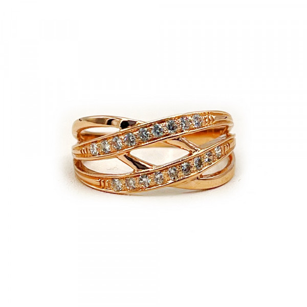 Золота каблучка червоного кольору з цирконом