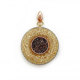 Золотий кулон у жовтому з білим кольорі з цирконом 01-200859465