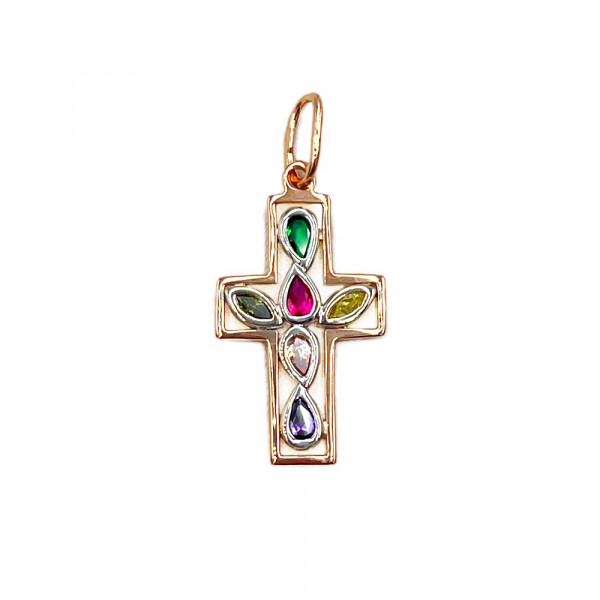 Крестик из золота с цирконом