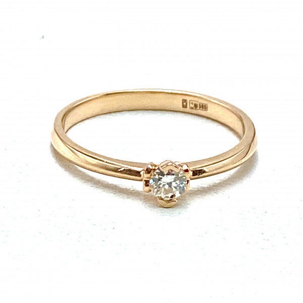 Каблучка з червоного золота з жовтим діамантом