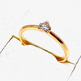 Каблучка з червоного золота з жовтим діамантом