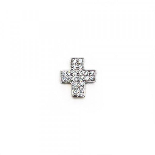 Золотий хрестик білого кольору з цирконом