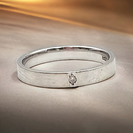 Золотое обручальное кольцо в белом цвете с белым бриллиантом 01-19207166