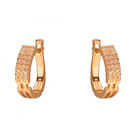 Золотые серьги красного цвета с цирконом 01-200087366