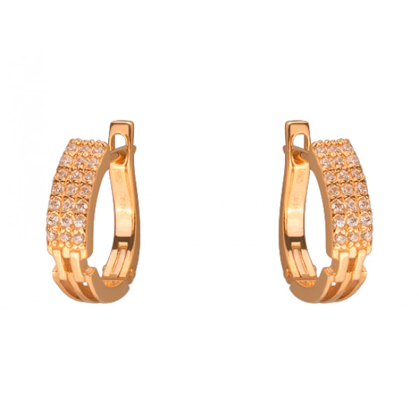 Золотые серьги красного цвета с цирконом