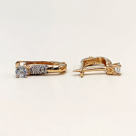 Серьги из золота красного с белым цвета с цирконом 01-200107866