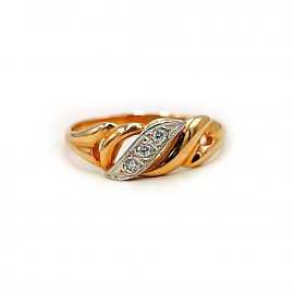 Кольцо из золота красного с белым цвета с цирконом 01-200135166