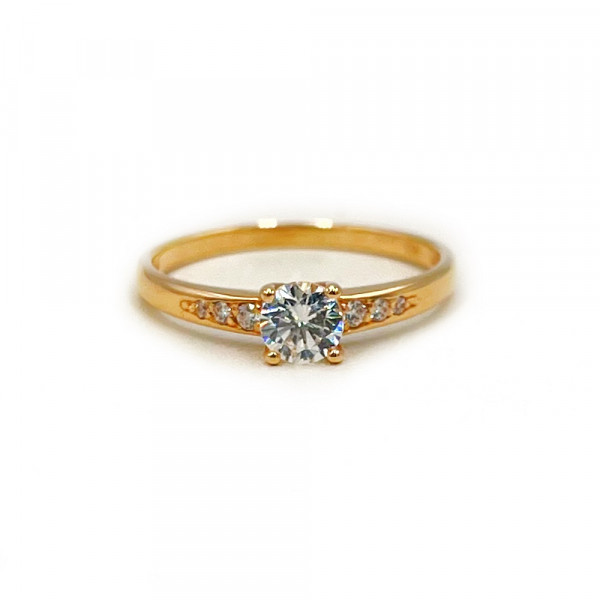 Кольцо из золота красного цвета с цирконом