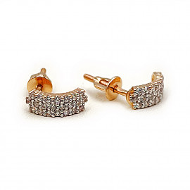 Серьги из золота в красном с белым цвете с цирконом 01-200510666