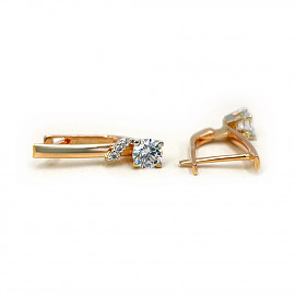 Серьги из красного с белым золота с цирконом 01-200599866