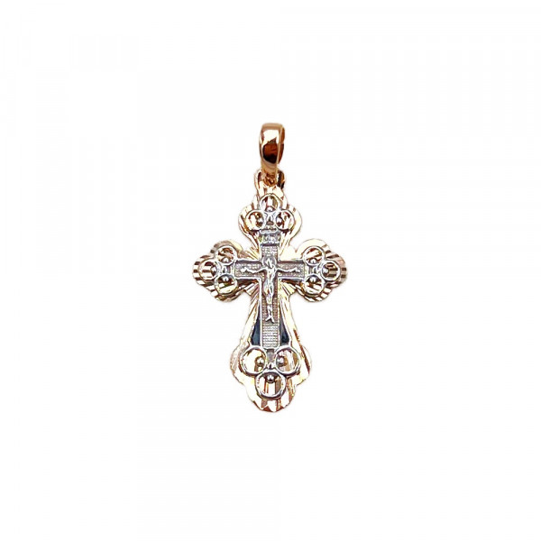 Крестик из золота в красном с белым цвете