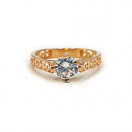 Кольцо из красного золота с цирконом 01-200781866