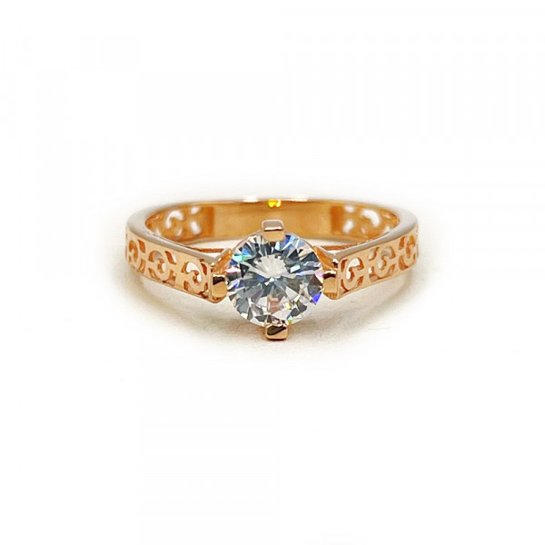 Каблучка з червоного золота з цирконом