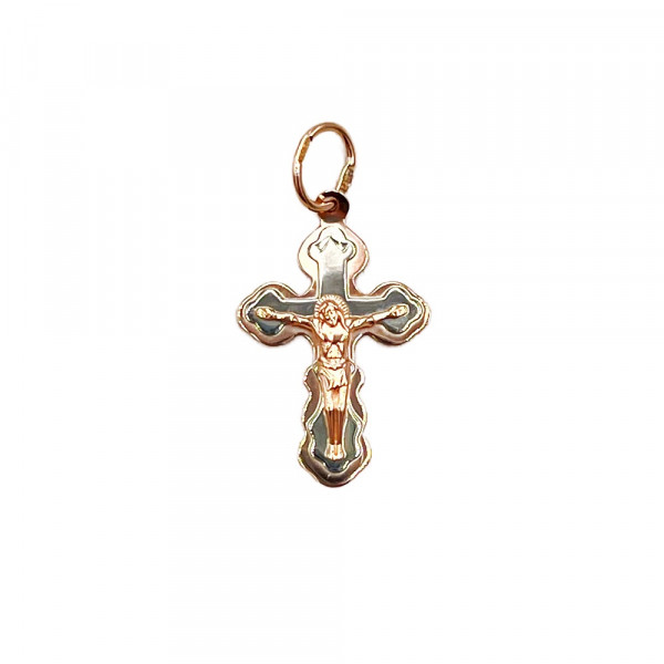 Хрестик з золота червоного з білим кольору