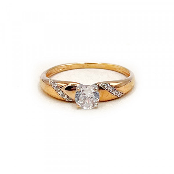 Каблучка з золота червоного з білим кольору з цирконом