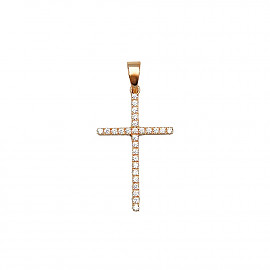 Золотий хрестик у червоному кольорі з цирконом 01-200819866