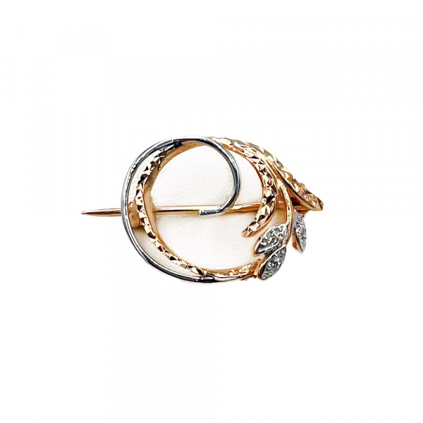 Брошка з золота з цирконом