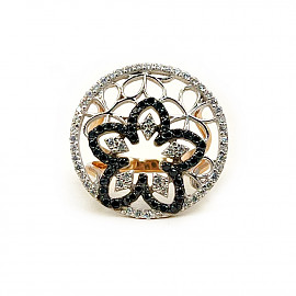 Золотое кольцо в красном с белым цвете с цирконом 01-200867466