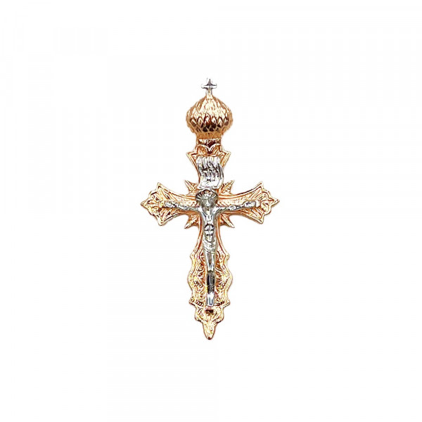 Хрестик з золота у червоному з білим кольорі