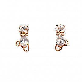 Серьги из красного золота с цирконом «Котик» 01-200888966